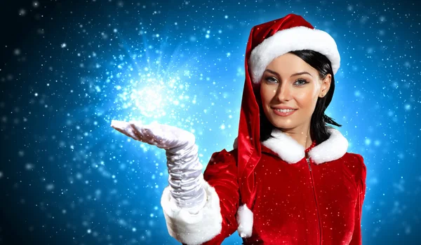 Ritratto di ragazza vestita da Babbo Natale — Foto Stock