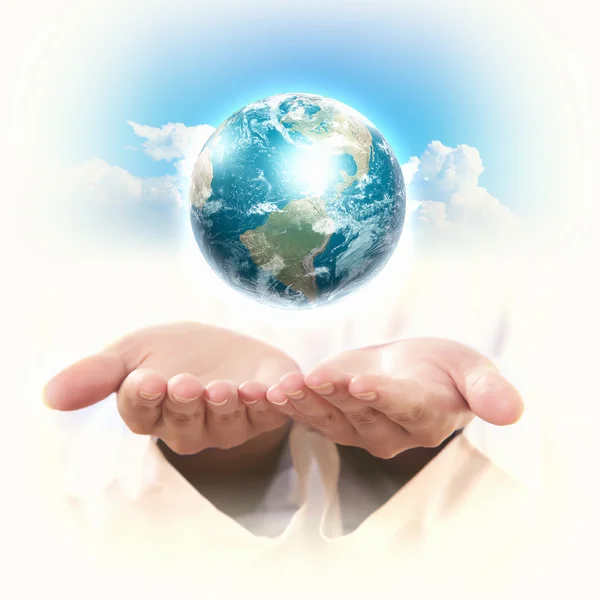 Planet system in your hands — Stock Photo, Image