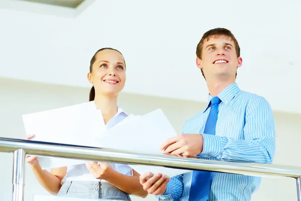 A portrait of a businesswoman and businessman Stock Image