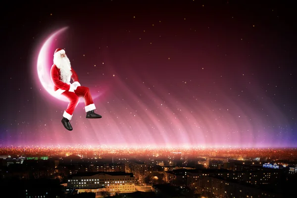 Santa on the moon — Stock Photo, Image