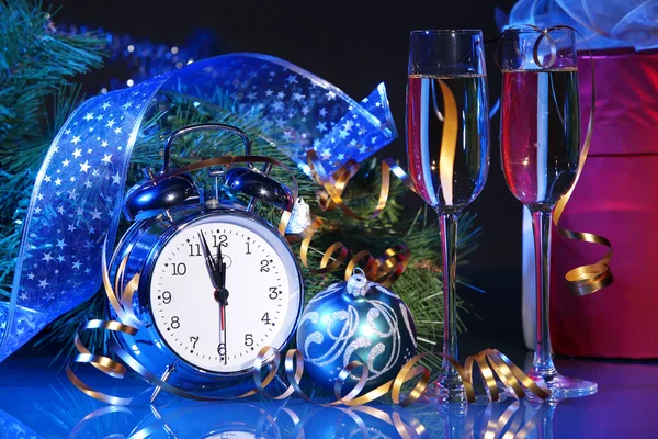 Glasses of champagne at new year party — Stock Photo, Image