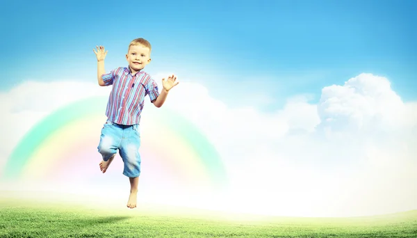 Happy kid jumping — Stock Photo, Image