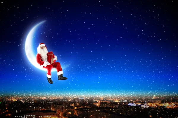 Santa en la luna —  Fotos de Stock