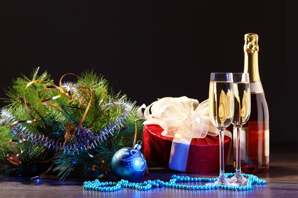 Glasses of champagne at new year party — Stock Photo, Image