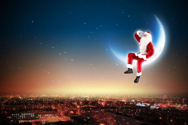 Weihnachtsmann auf dem Mond — Stockfoto