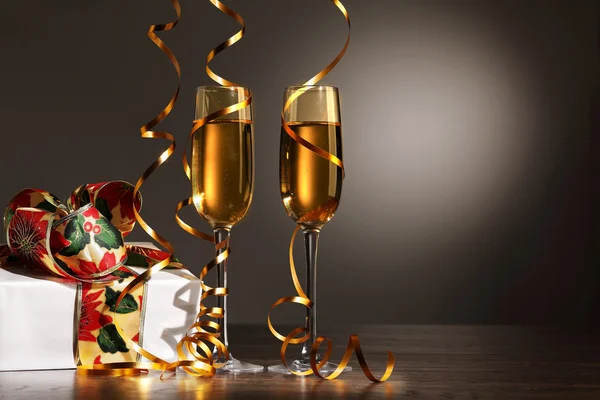 Glasses of champagne at new year party — Stock Photo, Image