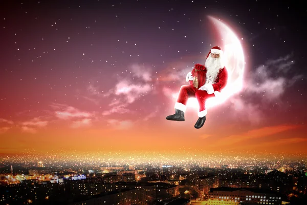 在月球上的圣诞老人 — 图库照片