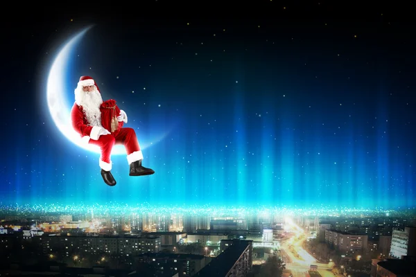 Santa on the moon — Stock Photo, Image