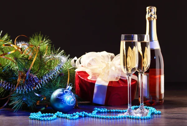 Glasses of champagne at new year party — Stock Photo, Image