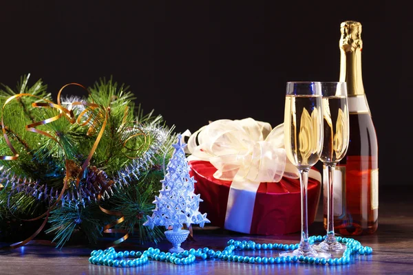 Glasses of champagne at new year party — Stock Photo, Image