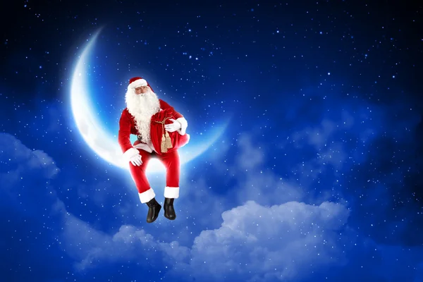 Foto von Weihnachtsmann auf dem Mond — Stockfoto