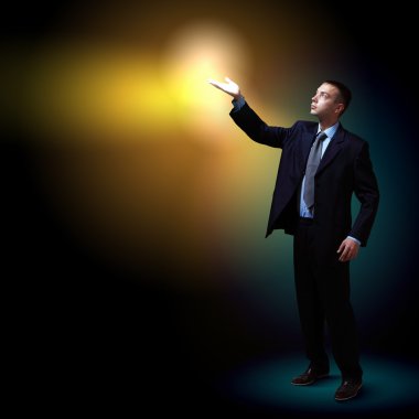 iş adamı, parlayan ışık ile