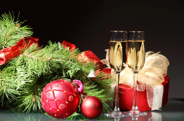 Glasses of champagne at new year party — Stock Photo, Image