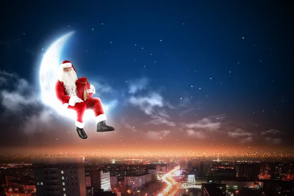 Санта на Луне — стоковое фото