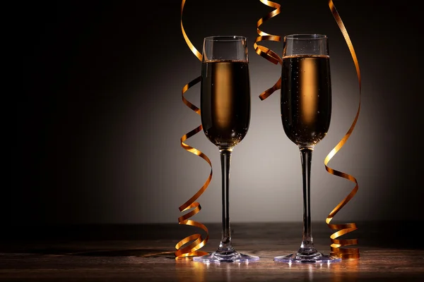 Glasses of champagne at new year party — Stock Photo, Image