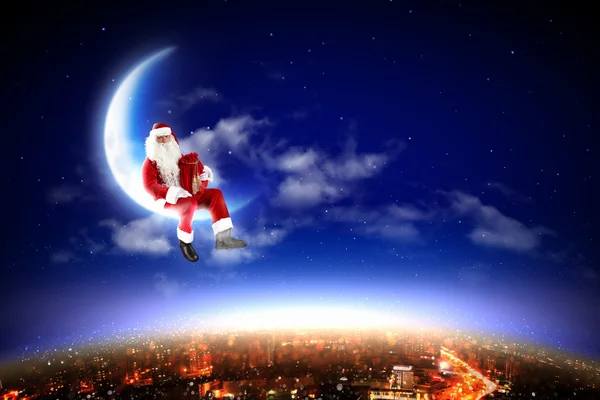 달에 산타 — 스톡 사진