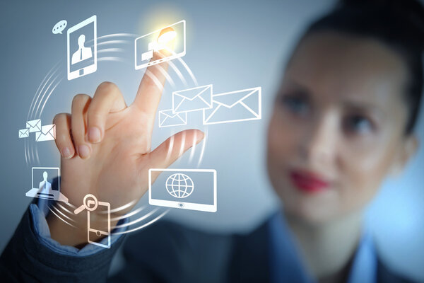 hand pushing on a touch screen