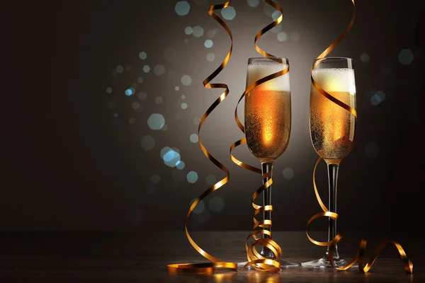 Glasses of champagne at new year party — Stock Photo, Image