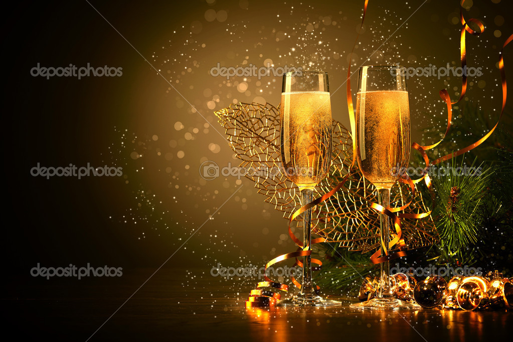 бокалы шампанское новый год glasses champagne new year бесплатно