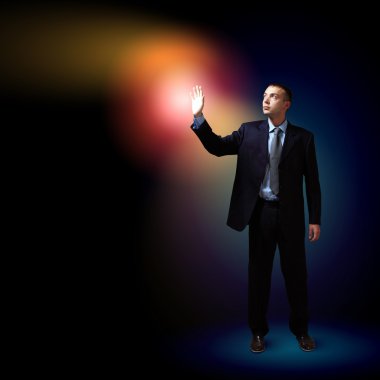 iş adamı, parlayan ışık ile