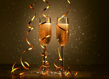 Yeni yıl partisinde şampanya kadehleri