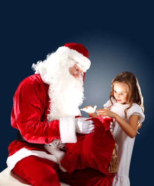santa claus with his gift bag clipart