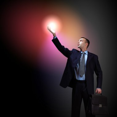iş adamı, parlayan ışık ile