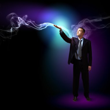 iş adamı, parlayan ışık ile