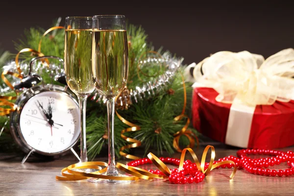 Glasses of champagne at new year party — Stock Photo, Image