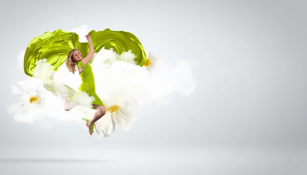 Female dancer and heart symbol — Stock Photo, Image