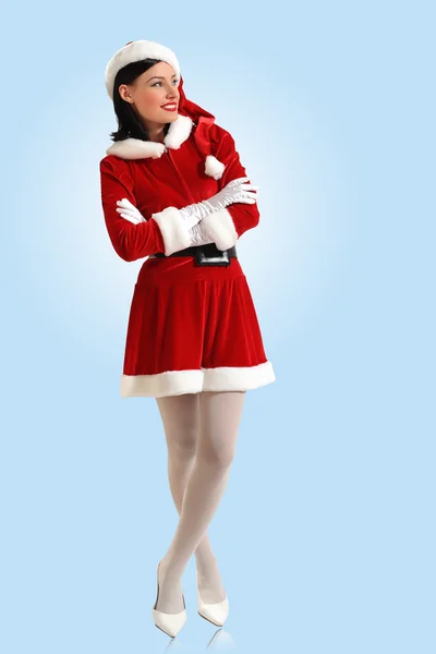 Noel Baba elbiseleri attracive kız — Stok fotoğraf