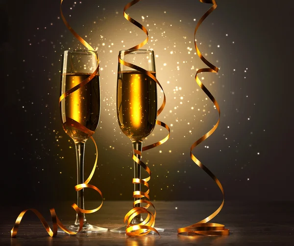 Glasses of champagne at new year party — Stock Photo, Image