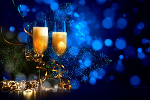 Glasses of champagne at new year party — Stock Photo, Image