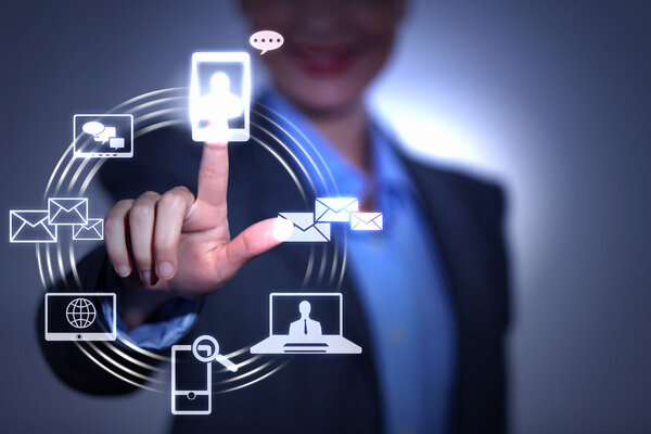 hand pushing on a touch screen