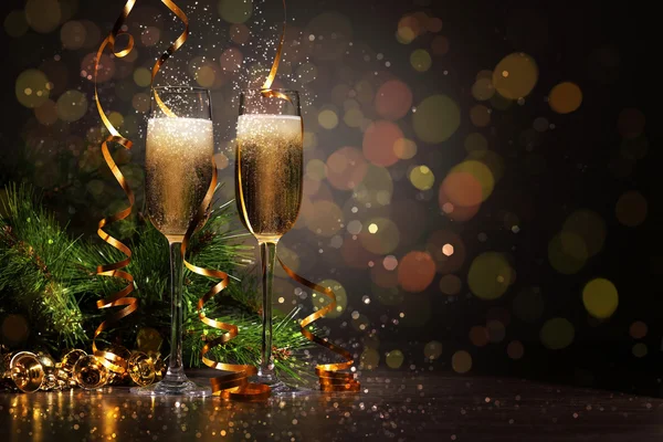 Glasses of champagne at new year party — Stock Photo, Image