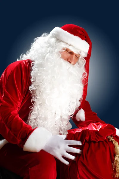 Santa claus s jeho taštička — Stock fotografie