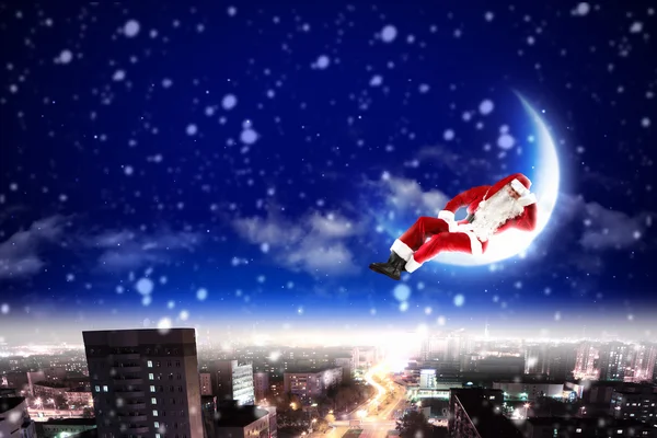 Santa on the moon — Stock Photo, Image