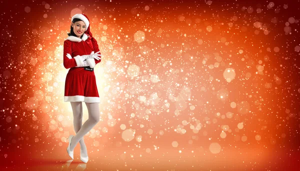 Attracive girl in santa clothes — Stock Photo, Image