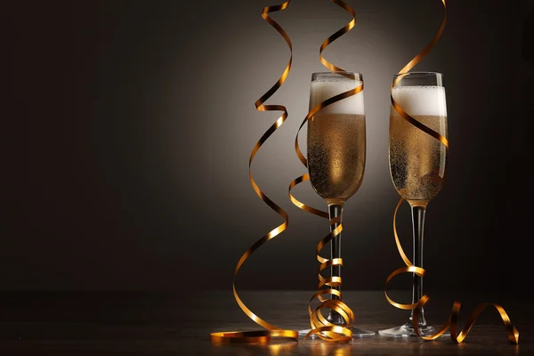 Glasses of champagne at new year party — Stock Photo, Image
