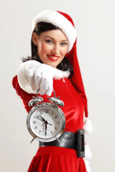 Chica de Navidad en sombrero de santa — Foto de Stock