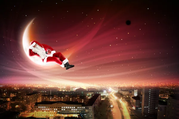 Санта на місяць — стокове фото