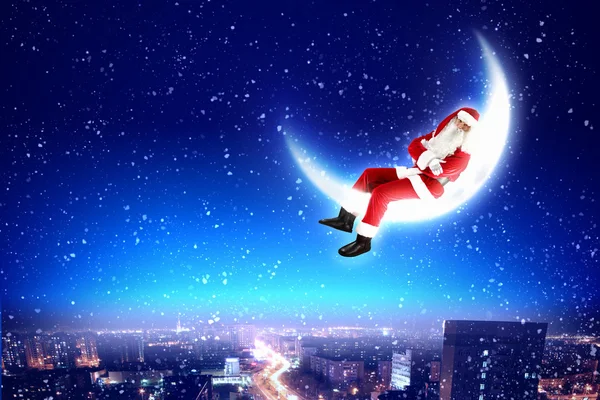 Santa on the moon — Stock Photo, Image