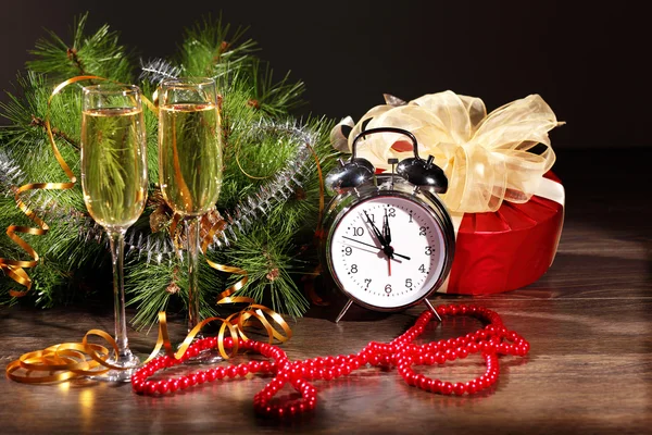 Glasses of champagne at new year party — Stock Photo, Image