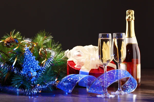 Glasses of champagne at new year party — Stock Photo, Image