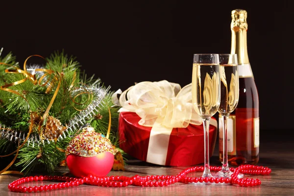 Glasses of champagne at new year party — Stock Photo, Image