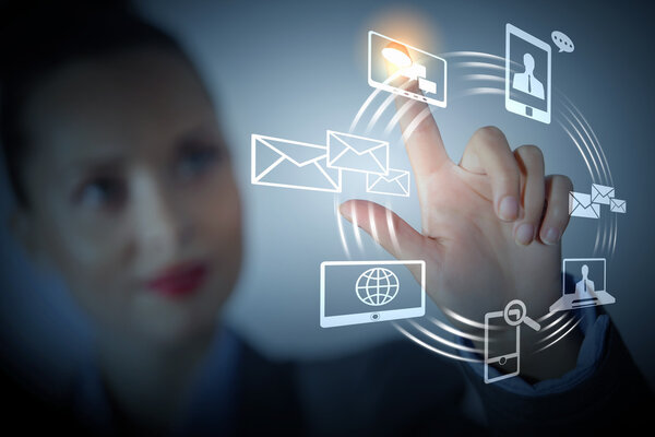 hand pushing on a touch screen