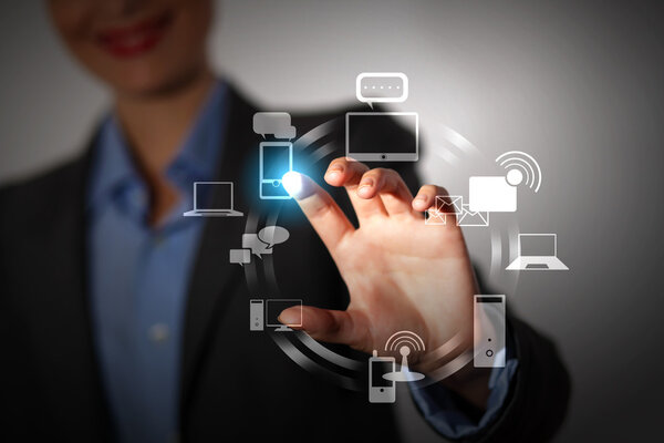 hand pushing on a touch screen