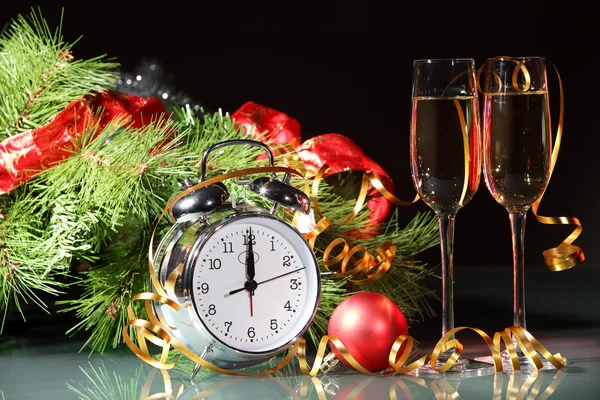 Glasses of champagne at new year party — Stock Photo, Image