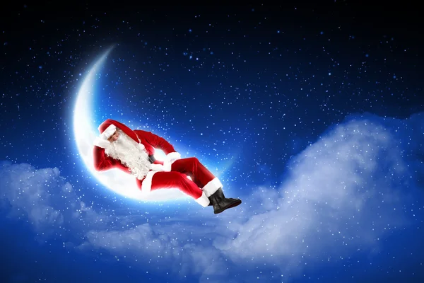 Foto von Weihnachtsmann auf dem Mond — Stockfoto