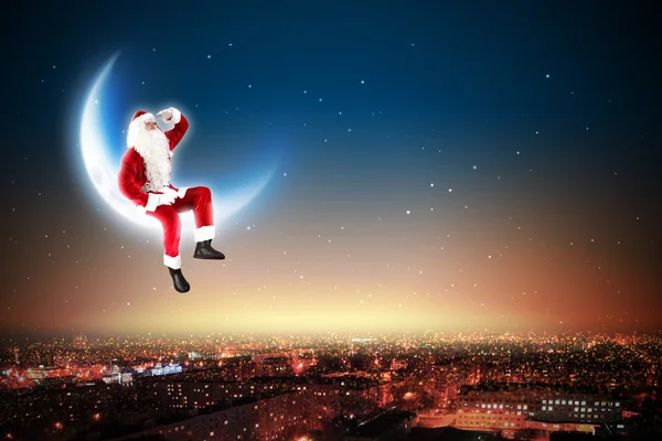 在月球上的圣诞老人 — 图库照片